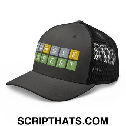 Wordle Expert Retro Trucker Hat Charcoal Black