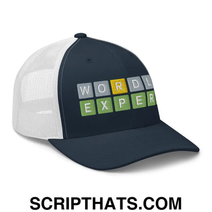 Wordle Expert Retro Trucker Hat Navy White