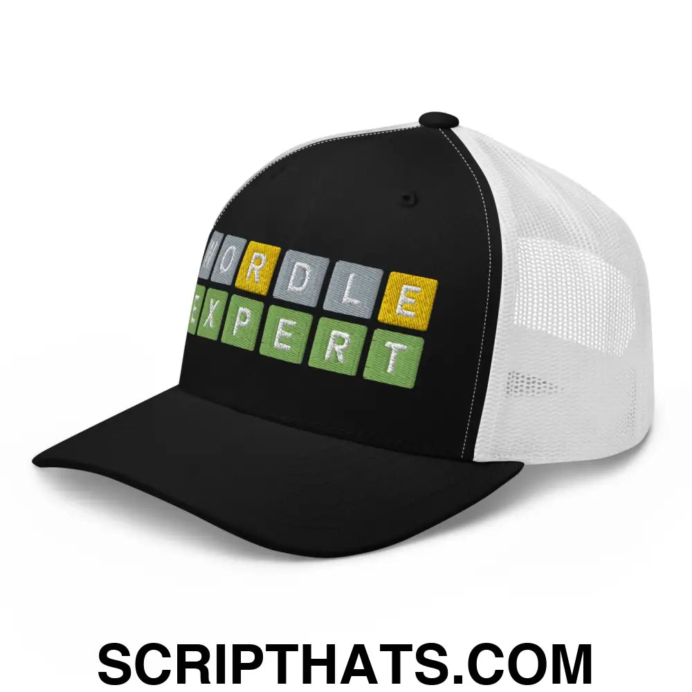 Wordle Expert Retro Trucker Hat Black White