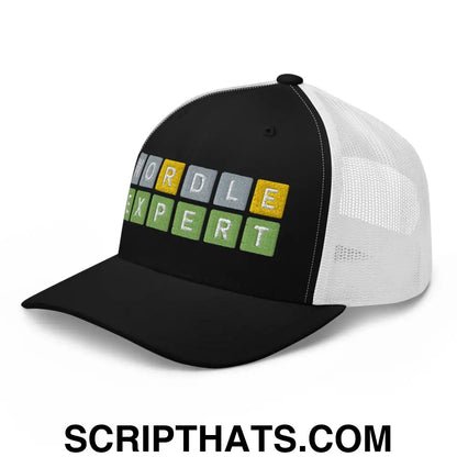 Wordle Expert Retro Trucker Hat Black White