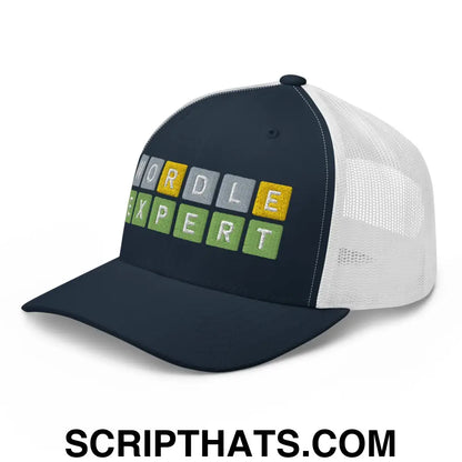 Wordle Expert Retro Trucker Hat Navy White