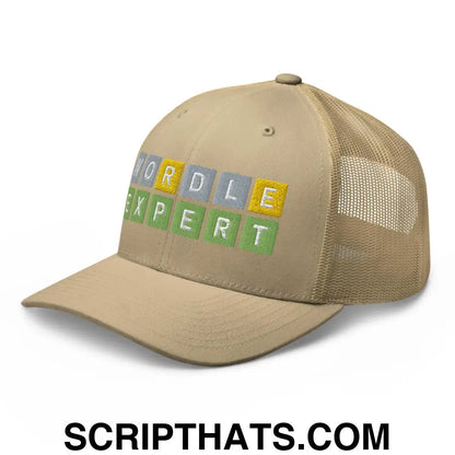 Wordle Expert Retro Trucker Hat Khaki