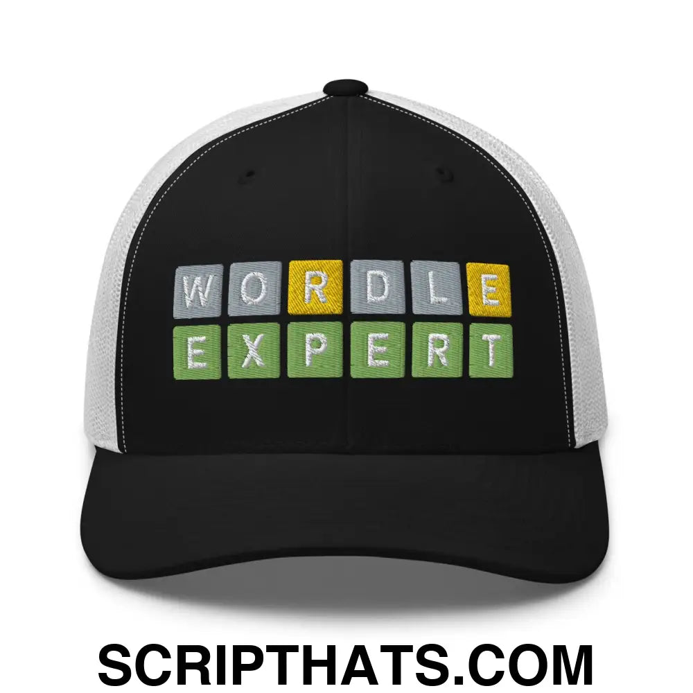 Wordle Expert Retro Trucker Hat Black White