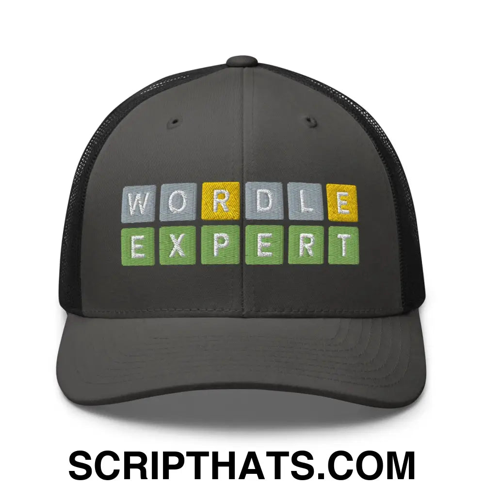 Wordle Expert Retro Trucker Hat Charcoal Black