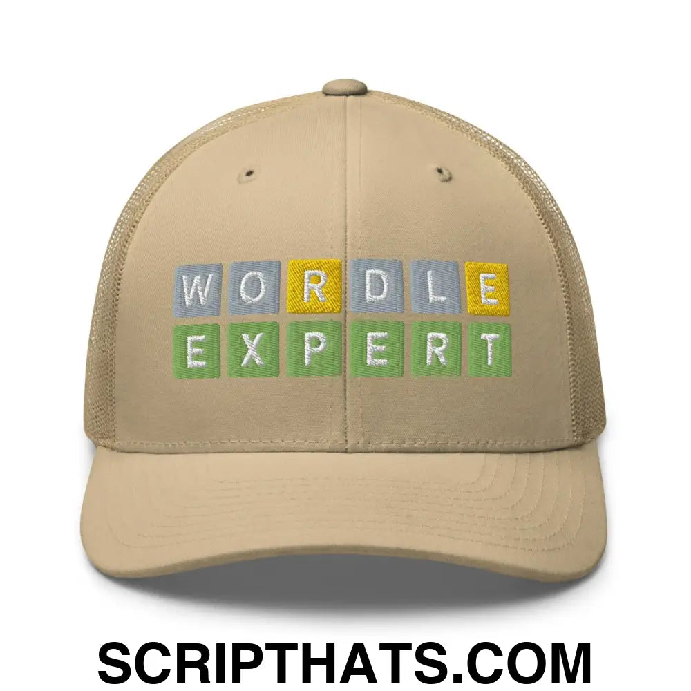 Wordle Expert Retro Trucker Hat Khaki