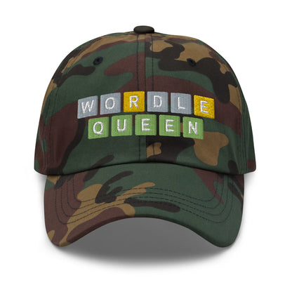 Wordle Queen Dad Hat Green Camo