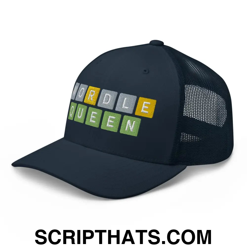 Wordle Queen Retro Trucker Hat Navy