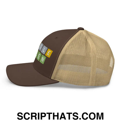 Wordle Queen Retro Trucker Hat Brown Khaki