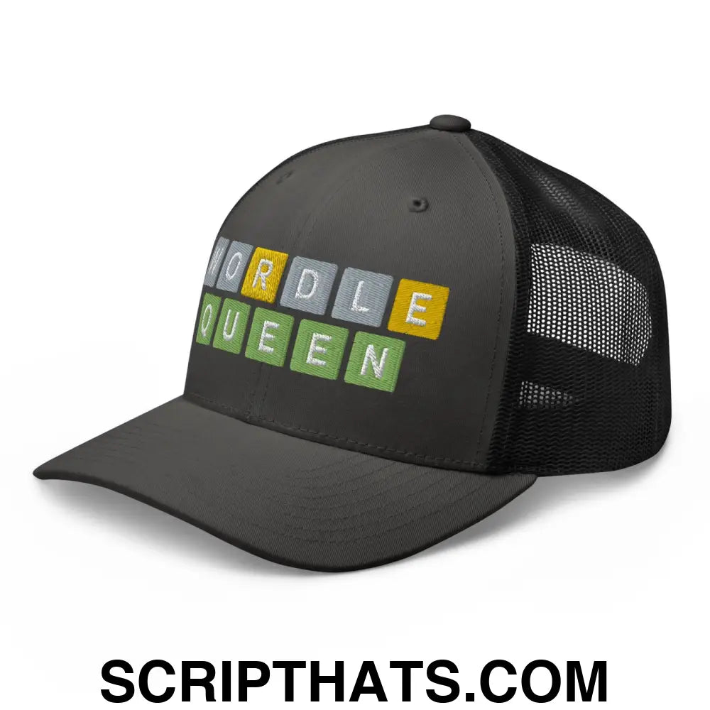 Wordle Queen Retro Trucker Hat Charcoal Black