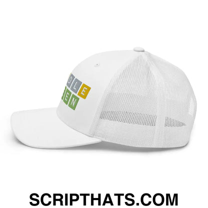 Wordle Queen Retro Trucker Hat White