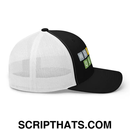 Wordle Queen Retro Trucker Hat Black White