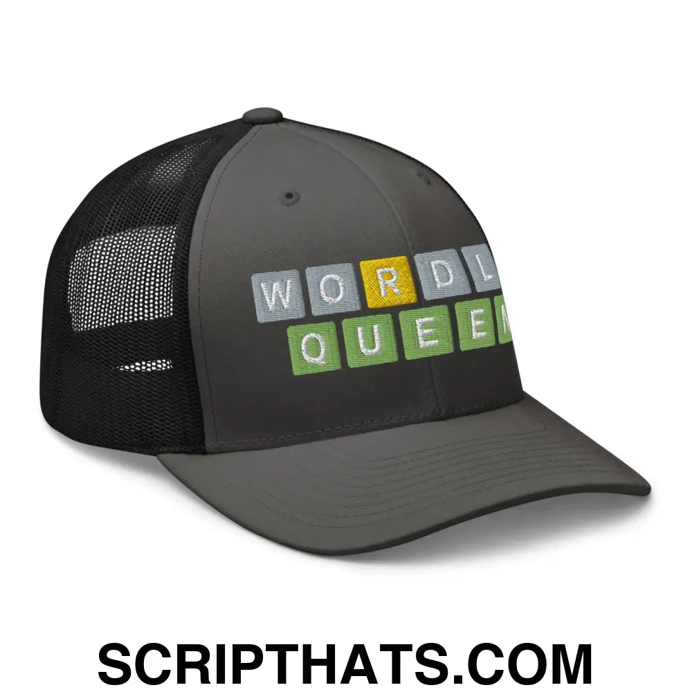 Wordle Queen Retro Trucker Hat Charcoal Black