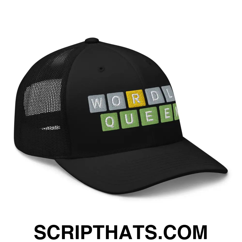 Wordle Queen Retro Trucker Hat Black