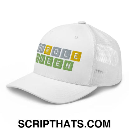 Wordle Queen Retro Trucker Hat White