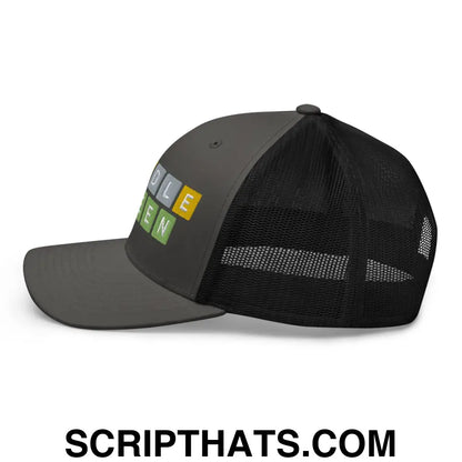 Wordle Queen Retro Trucker Hat Charcoal Black