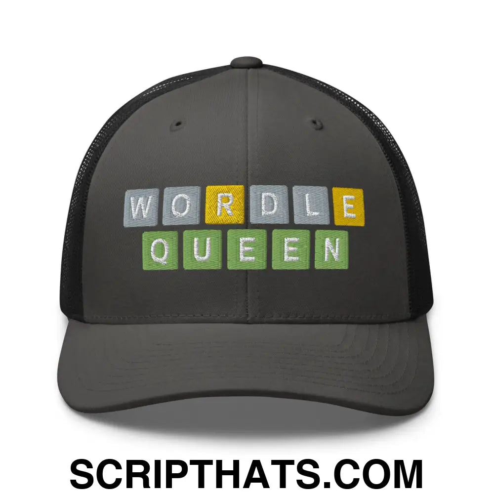 Wordle Queen Retro Trucker Hat Charcoal Black