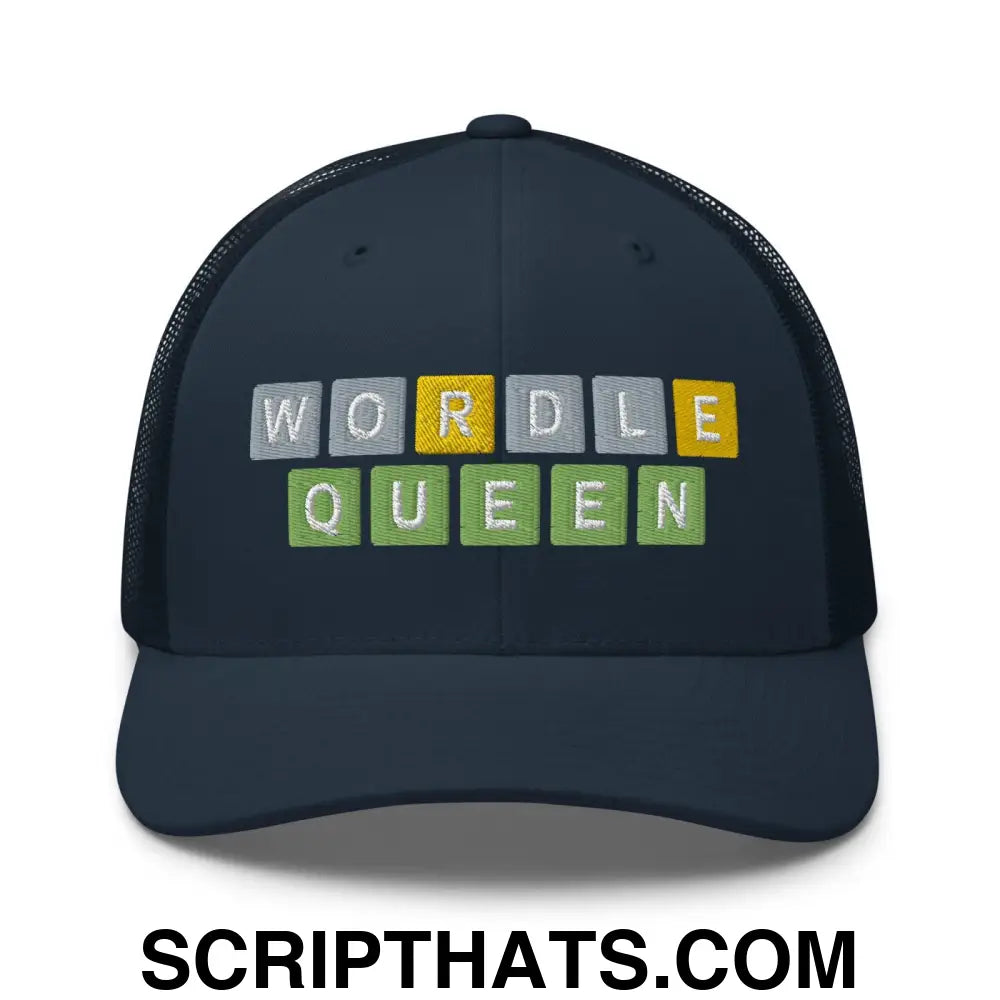 Wordle Queen Retro Trucker Hat Navy