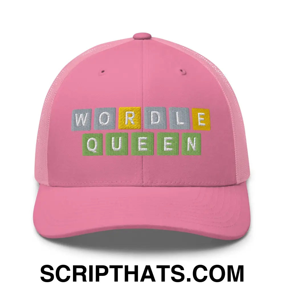 Wordle Queen Retro Trucker Hat Pink