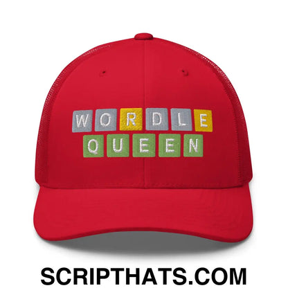 Wordle Queen Retro Trucker Hat Red