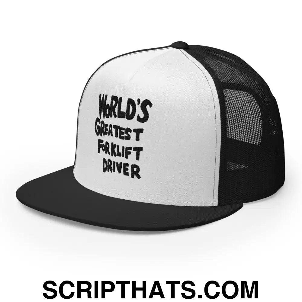 World's Greastest Forklift Driver Regular Trucker Show Hat Black White Black