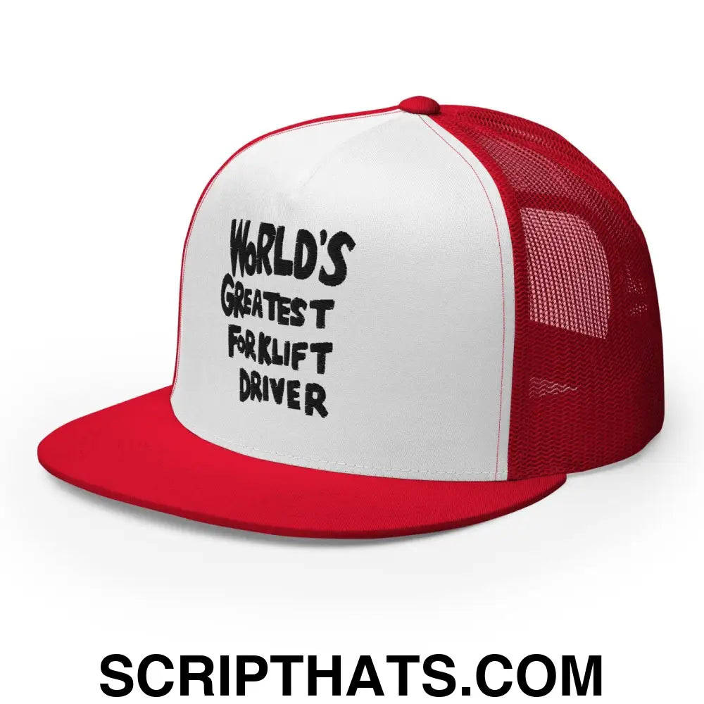 World's Greastest Forklift Driver Regular Trucker Show Hat Red White Red