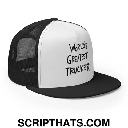 World's Greatest Trucker Regular Trucker Show Hat Black White Black