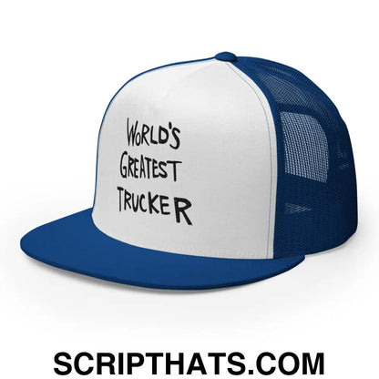 World's Greatest Trucker Regular Trucker Show Hat Royal White Royal