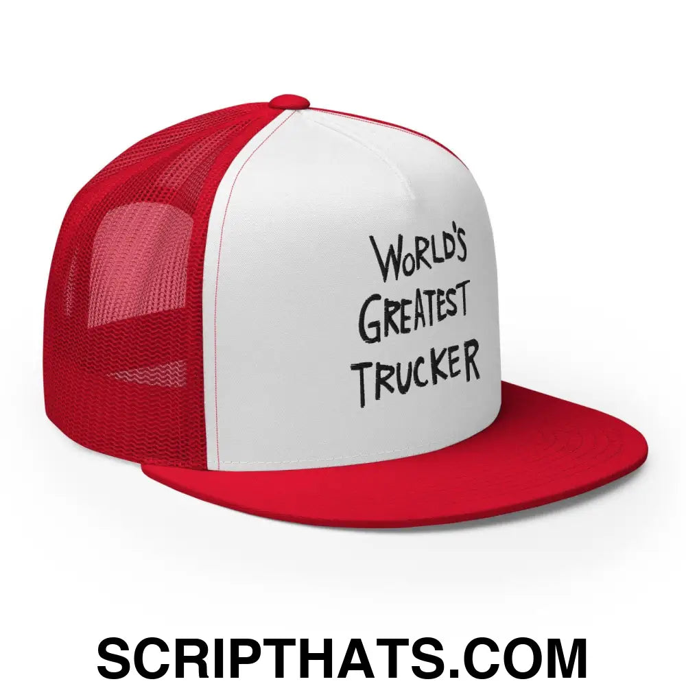 World's Greatest Trucker Regular Trucker Show Hat Red White Red