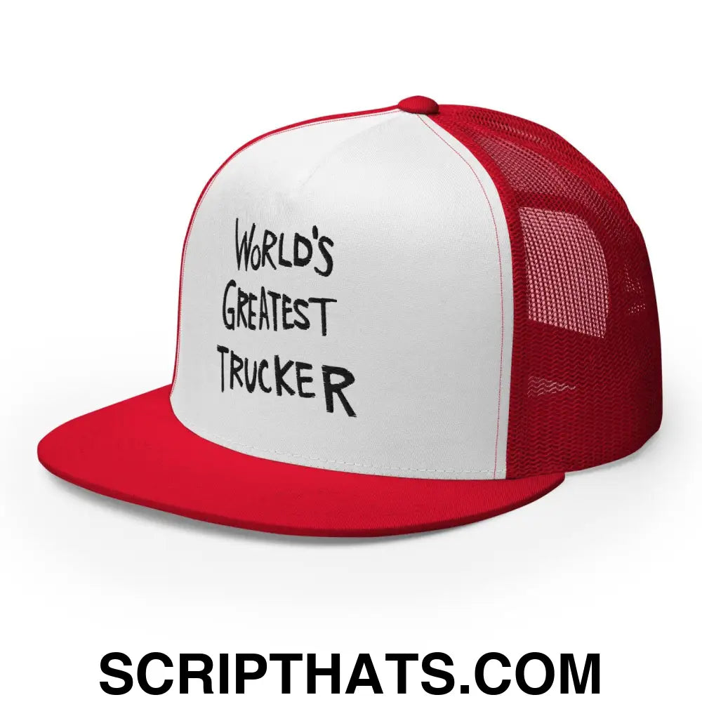 World's Greatest Trucker Regular Trucker Show Hat Red White Red