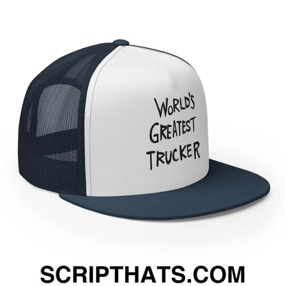 World's Greatest Trucker Regular Trucker Show Hat Navy White Navy