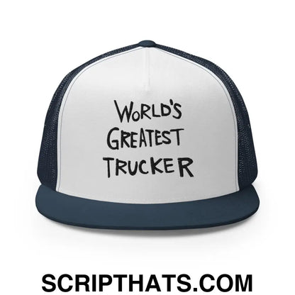 World's Greatest Trucker Regular Trucker Show Hat Navy White Navy