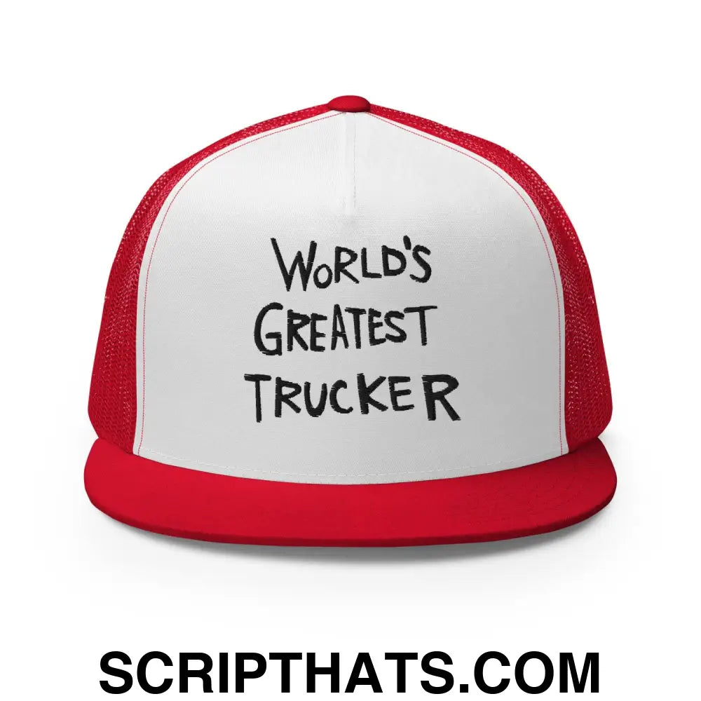 World's Greatest Trucker Regular Trucker Show Hat Red White Red