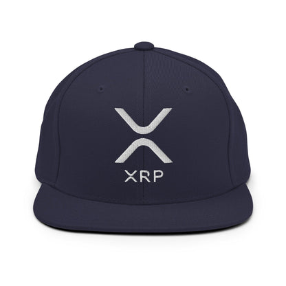 XRP Ripple Embroidered Flat Bill Brim Snapback Hat Navy