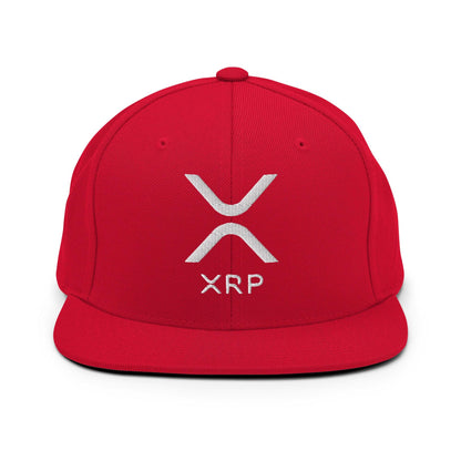 XRP Ripple Embroidered Flat Bill Brim Snapback Hat Red