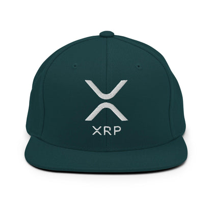 XRP Ripple Embroidered Flat Bill Brim Snapback Hat Spruce