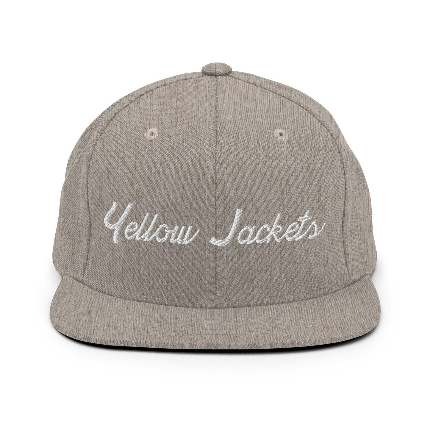 Yellow Jackets School Mascot Script Snapback Hat Heather Grey