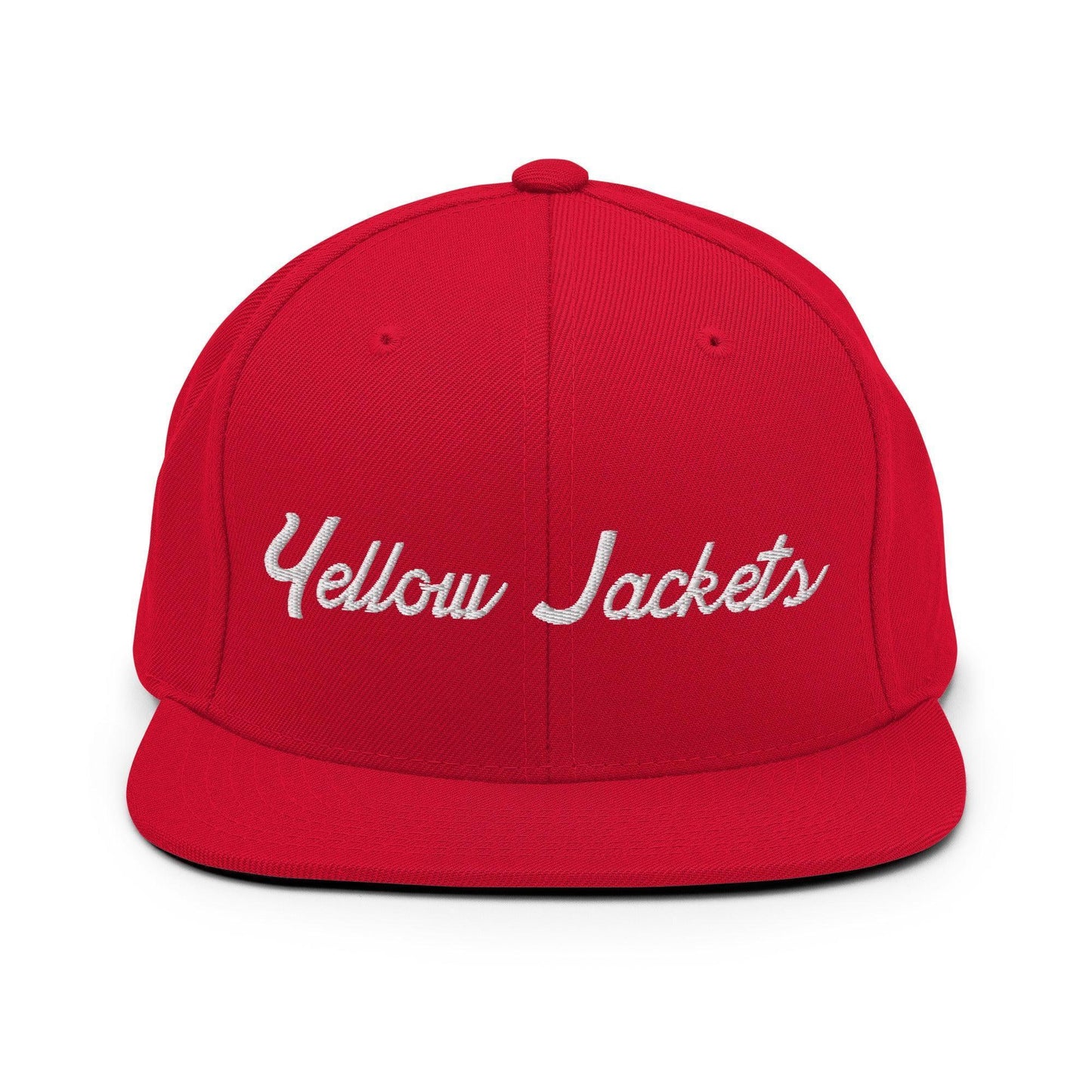 Yellow Jackets School Mascot Script Snapback Hat Red