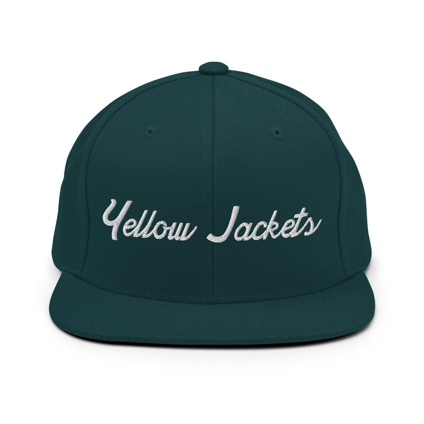 Yellow Jackets School Mascot Script Snapback Hat Spruce