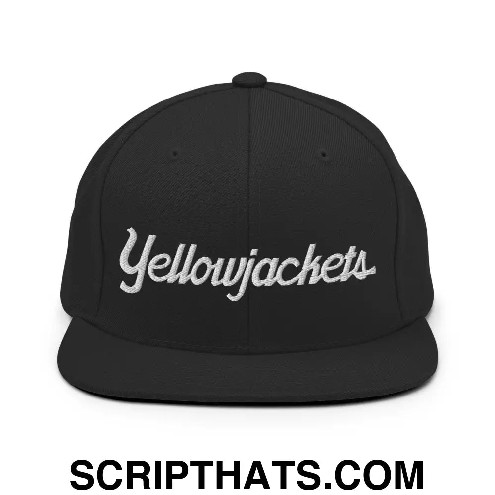 Yellowjackets School Mascot Script Snapback Hat Black