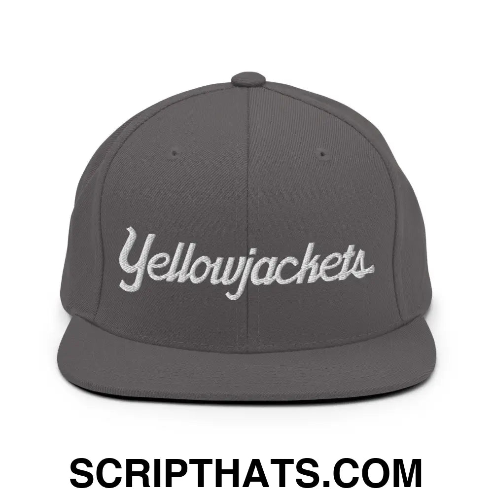 Yellowjackets School Mascot Script Snapback Hat Dark Grey