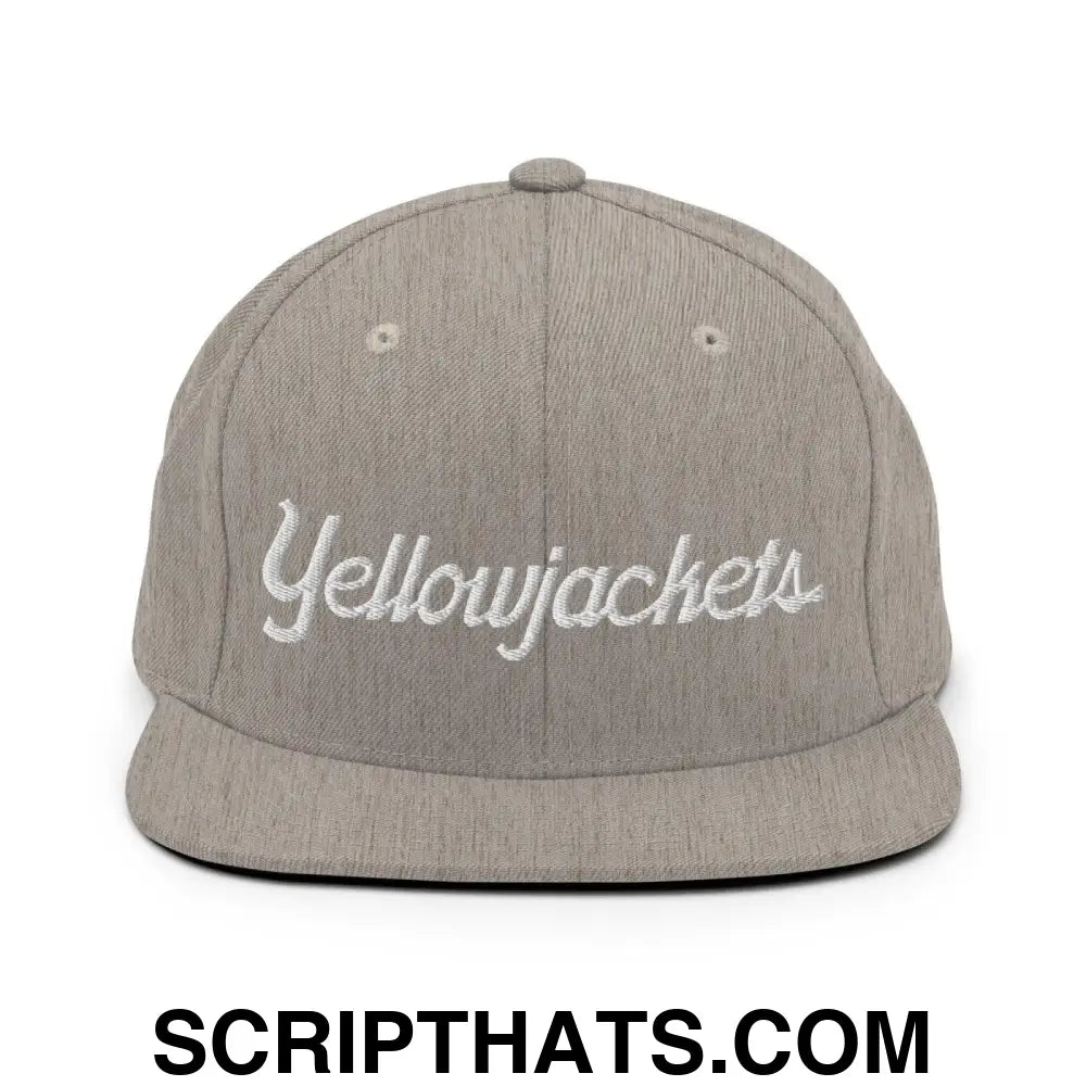 Yellowjackets School Mascot Script Snapback Hat Heather Grey