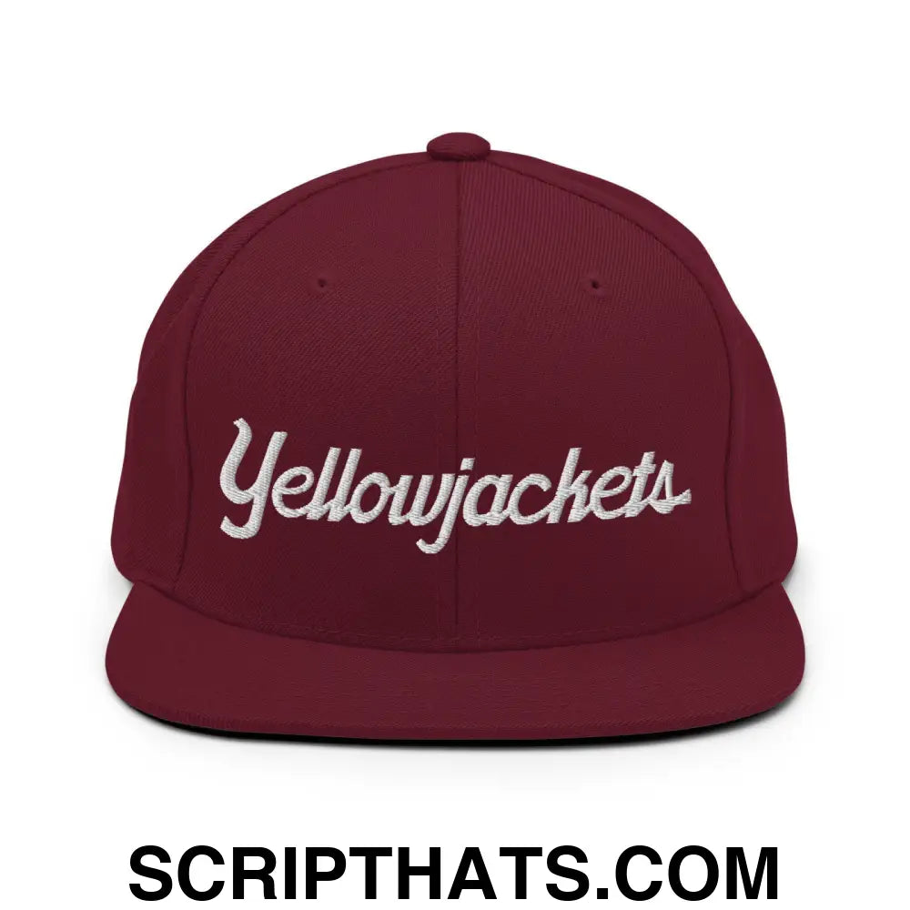 Yellowjackets School Mascot Script Snapback Hat Maroon