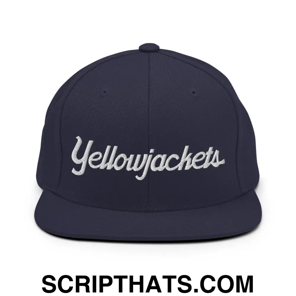 Yellowjackets School Mascot Script Snapback Hat Navy