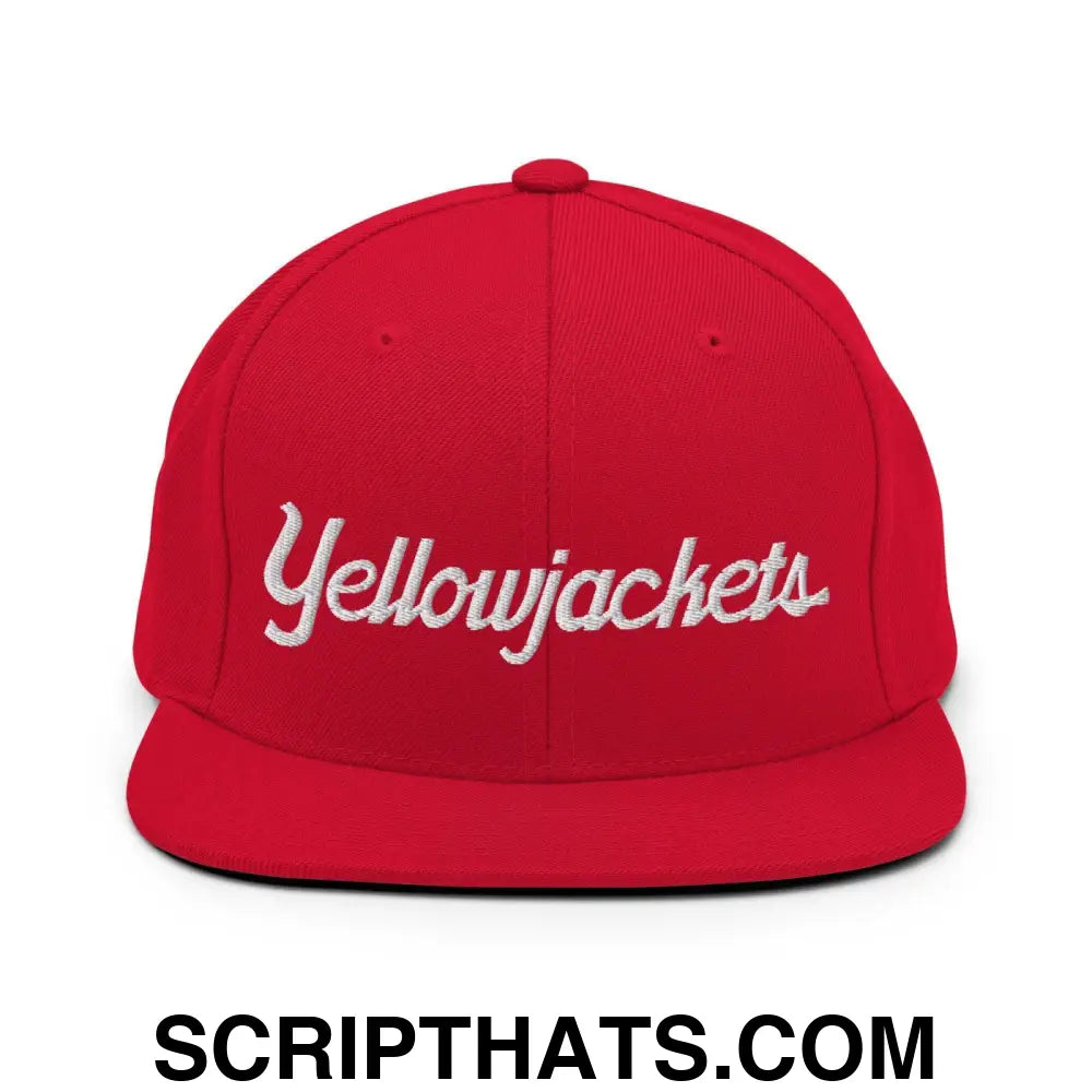 Yellowjackets School Mascot Script Snapback Hat Red