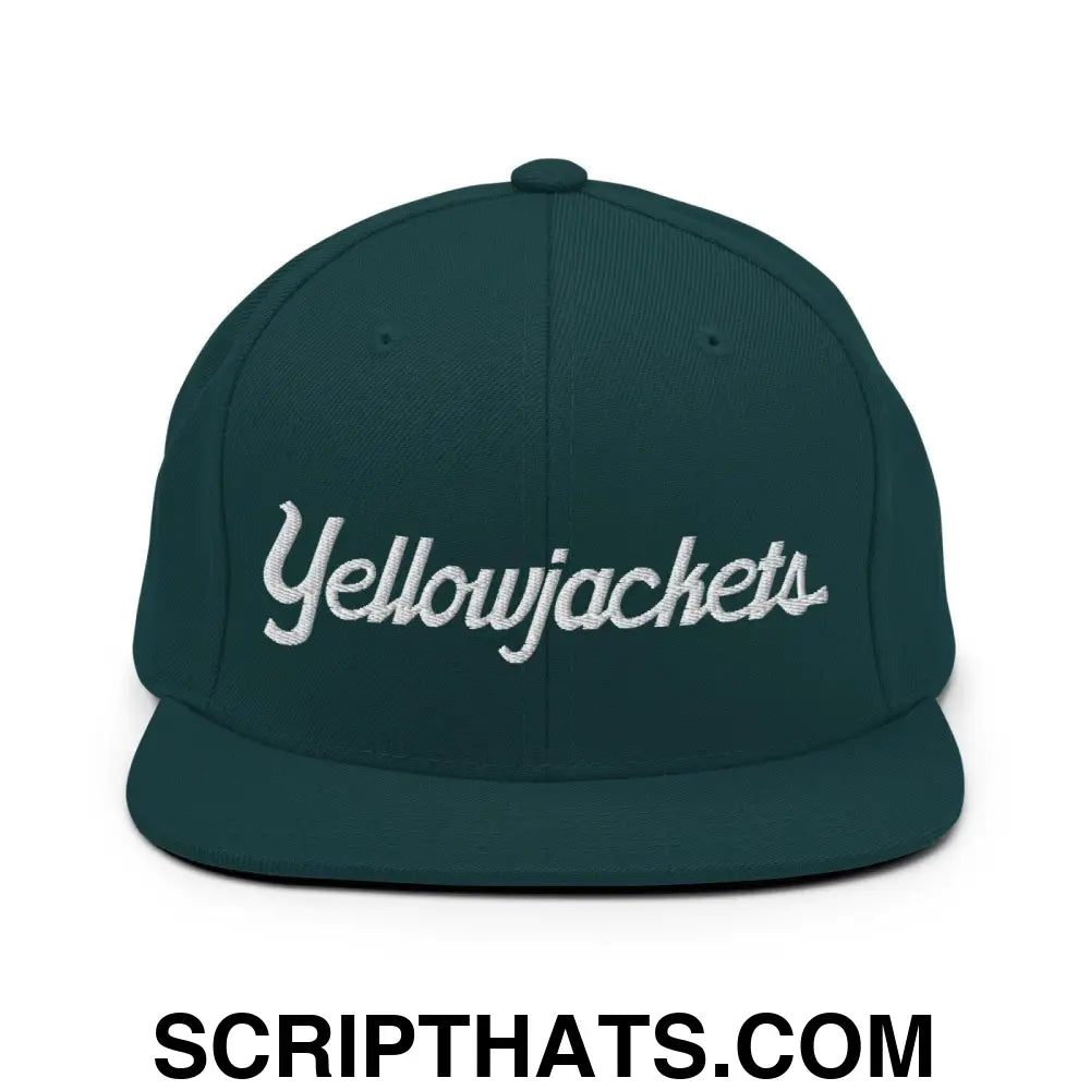 Yellowjackets School Mascot Script Snapback Hat Spruce