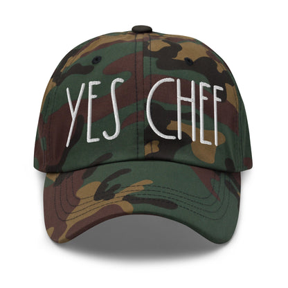 Yes Chef Dad Hat Green Camo