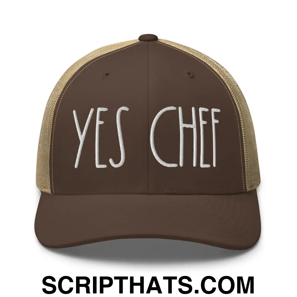 Yes Chef Retro Trucker Hat Brown Khaki