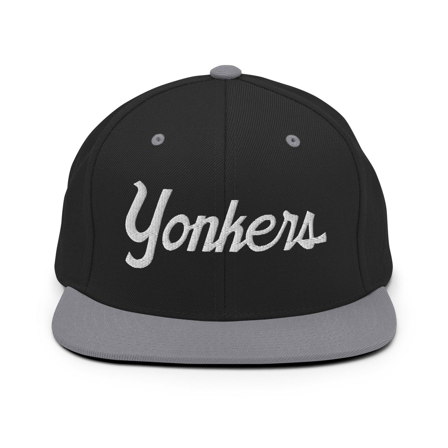 Yonkers Script Snapback Hat Black Silver