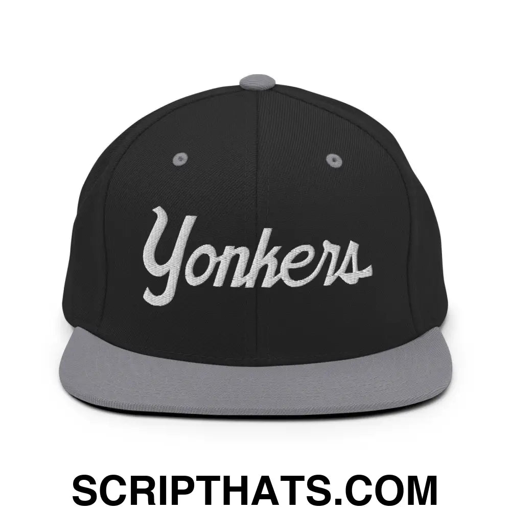 Yonkers Script Snapback Hat Black Silver