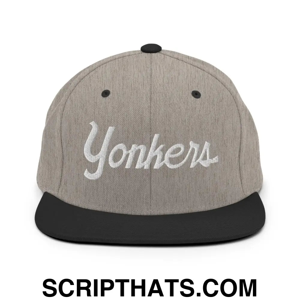 Yonkers Script Snapback Hat Heather Black